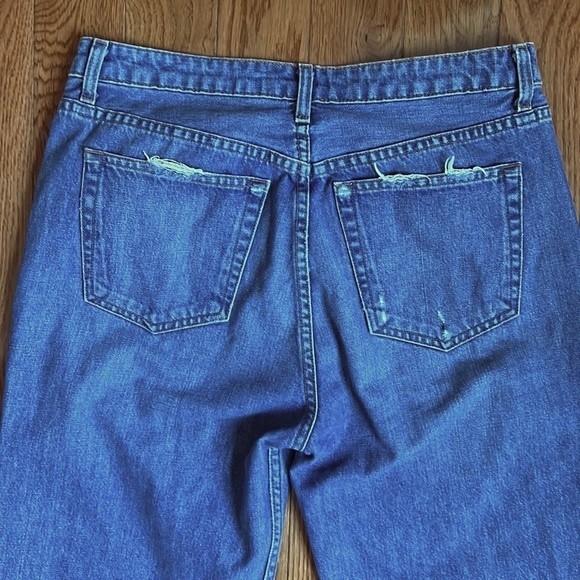EUC Reformation Fawcett Jeans Celtic Wash Cropped Wide Leg Raw Hem Denim US 30 - Picture 8 of 12